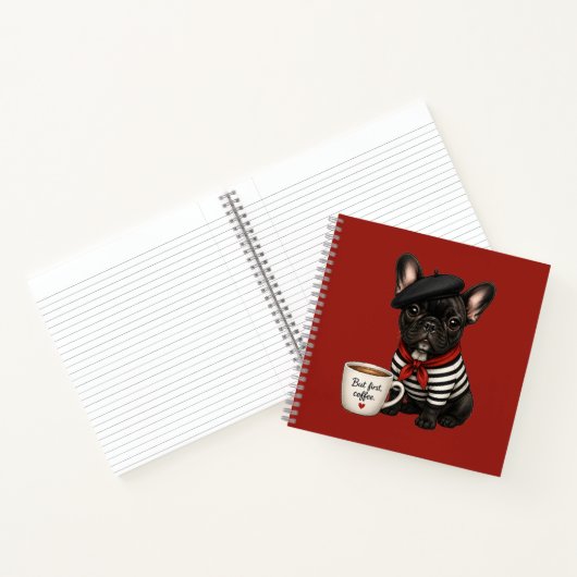Franse Bulldog met koffie Notitieboek (Binnen)
