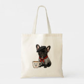Franse Bulldog met koffie Tote Bag (Achterkant)