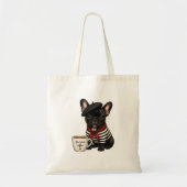 Franse Bulldog met koffie Tote Bag (Voorkant)