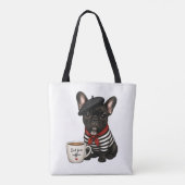Franse Bulldog met koffie Tote Bag (Achterkant)