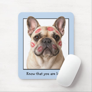 Franse Bulldog met Lippenstift Kusjes Muismat
