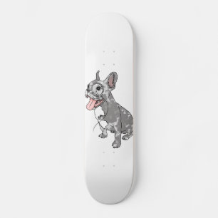 Franse bulldog met monocle skateboard