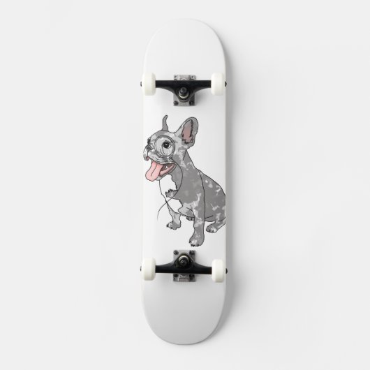 Franse bulldog met monocle skateboard (Voorkant)