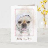 Franse Bulldog met Nederlands pet Dag Kaart (Gele Bloem)