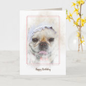 Franse Bulldog met Nederlands pet verjaardag Kaart (Gele Bloem)