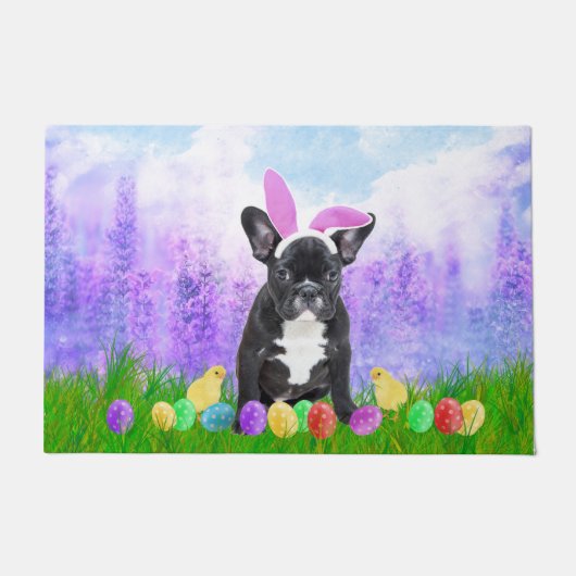Franse Bulldog met paaseieren Bunny Chicks Deurmat (Voorkant)