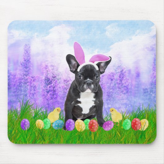 Franse Bulldog met paaseieren Bunny Chicks Muismat (Voorkant)