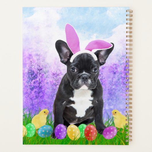 Franse Bulldog met paaseieren Bunny Chicks Planner (Achterkant)