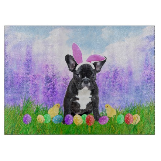 Franse Bulldog met paaseieren Bunny Chicks Snijplank (Voorkant)