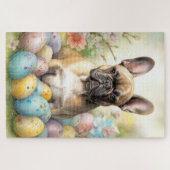 Franse Bulldog met paaseieren Legpuzzel (Horizontaal)