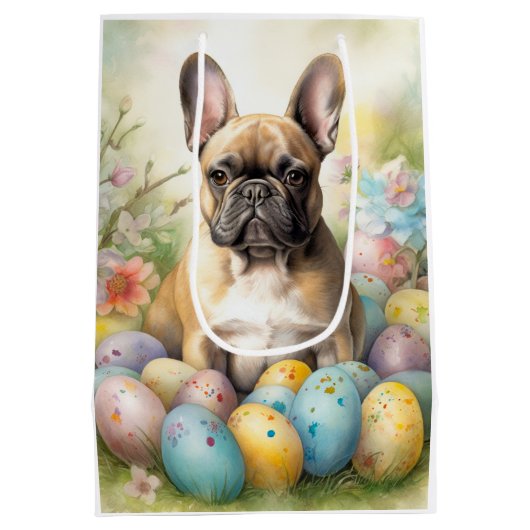 Franse Bulldog met paaseieren Medium Cadeauzakje (Achterkant)