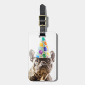 Franse Bulldog met Party Pet Bagagelabel (Voorkant verticaal)