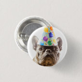 Franse Bulldog met Party Pet Ronde Button 3,2 Cm (Voorkant /achterkant)