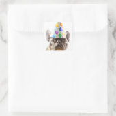 Franse Bulldog met Party Pet Vierkante Sticker (Tas)