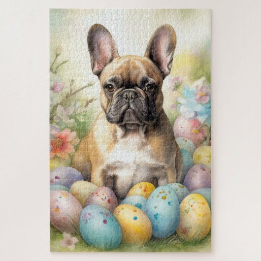 Franse Bulldog met Pasen Eieren Legpuzzel (Verticaal)