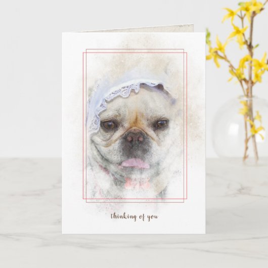 Franse Bulldog met pet van de Nederlandse kant Kaart (Gele Bloem)