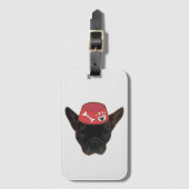 Franse Bulldog met rode kom Bagagelabel (Voorkant (verticaal))