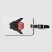 Franse Bulldog met rode kom Bagagelabel (Voorkant (horizontaal))