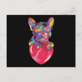 Franse Bulldog met rood hartkleurig rood Briefkaart (Voorkant)
