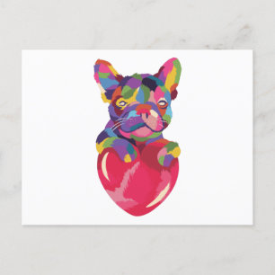 Franse Bulldog met rood hartkleurig rood Briefkaart