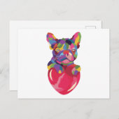 Franse Bulldog met rood hartkleurig rood Briefkaart (Voorkant / Achterkant)