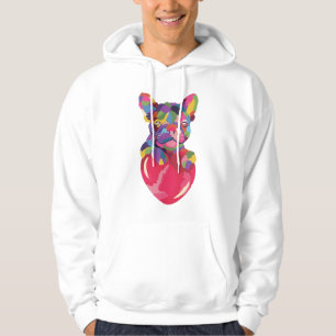 Franse Bulldog met rood hartkleurig rood Hoodie