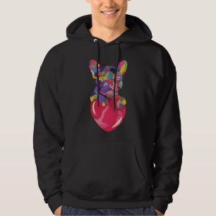 Franse Bulldog met rood hartkleurig rood Hoodie