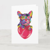 Franse Bulldog met rood hartkleurig rood Kaart (Voorkant)