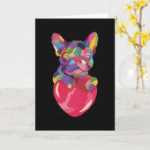 Franse Bulldog met rood hartkleurig rood Kaart (Gele Bloem)