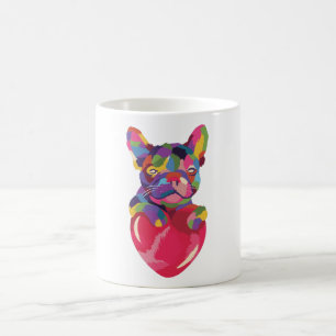 Franse Bulldog met rood hartkleurig rood Koffiemok
