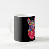 Franse Bulldog met rood hartkleurig rood Koffiemok (Voorkant links)