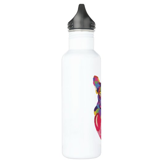 Franse Bulldog met rood hartkleurig rood Waterfles (Links)