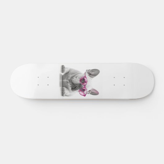 Franse Bulldog met roze bril Skateboard (Horizontaal)