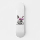 Franse Bulldog met roze bril Skateboard (Voorkant)