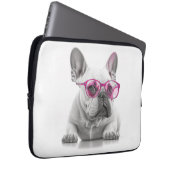 Franse Bulldog met roze glazen laptop hoesje Laptop Sleeve (Voorkant Rechts)