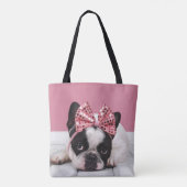 Franse Bulldog met roze Tote Bag (Achterkant)