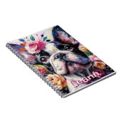 Franse Bulldog met Rozen Dog Gepersonaliseerd Notitieboek (Rechterzijde)
