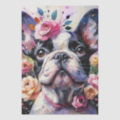 Franse Bulldog met Rozen Floral Decoupage Tissuepapier (Voorkant)