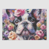 Franse Bulldog met Rozen Floral Decoupage Tissuepapier (Voorkant)