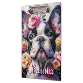 Franse Bulldog met Rozen Floral gepersonaliseerd Klembord (Links)