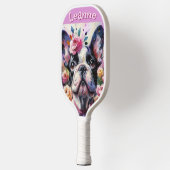 Franse Bulldog met Rozen Floral gepersonaliseerd Pickleball Paddle (Links)