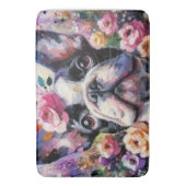 Franse Bulldog met Rozen Impressionistisch schilde Badmat (Voorkant Verticaal)