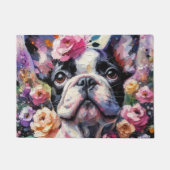 Franse Bulldog met Rozen Impressionistisch schilde Deurmat (Voorkant)