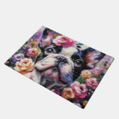 Franse Bulldog met Rozen Impressionistisch schilde Deurmat (Schuin)