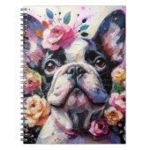 Franse Bulldog met Rozen Impressionistisch schilde Notitieboek (Voorkant)