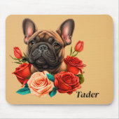 Franse Bulldog Met Rozen Muismat (Voorkant)