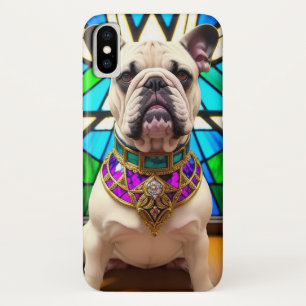 Franse Bulldog met Sierlijke Edelsteen Kraag Case-Mate iPhone Case