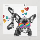 Franse Bulldog met Valentijnsdag harten Briefkaart (Voorkant / Achterkant)