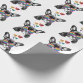 Franse Bulldog met Valentijnsdag harten Cadeaupapier (Hoek)