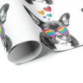 Franse Bulldog met Valentijnsdag harten Cadeaupapier (Rol Hoek)